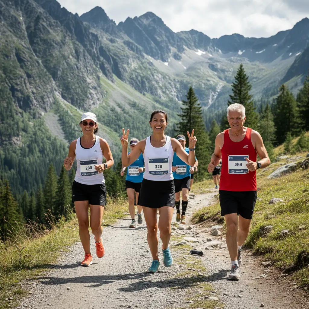 Deltakere som løper et mosjonsløp i fjellet